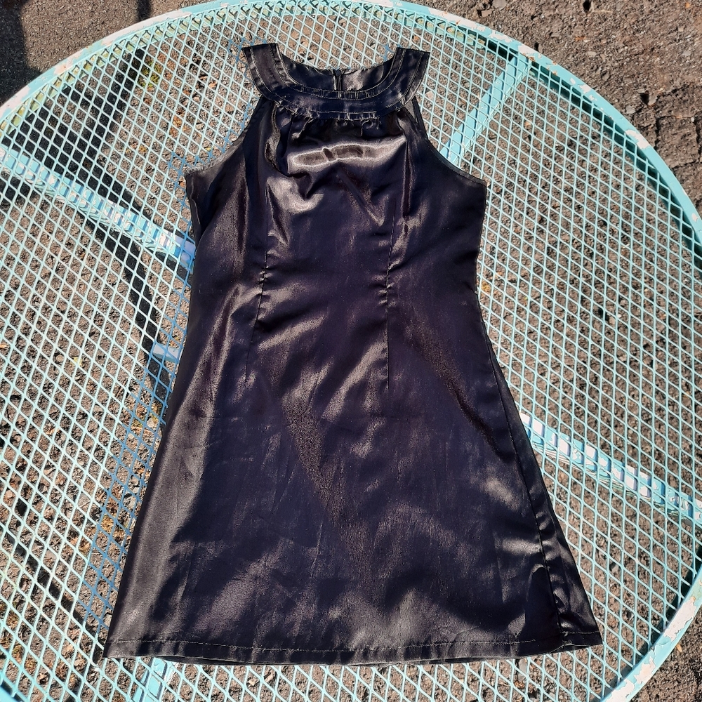 2000s Black Satin Mod Guess Mini Dress